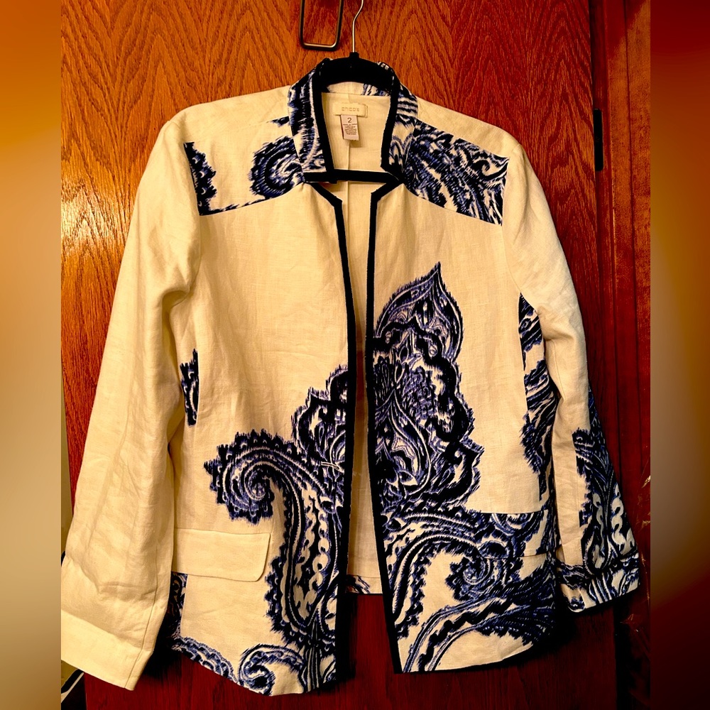 Chico’s white linen jacket
